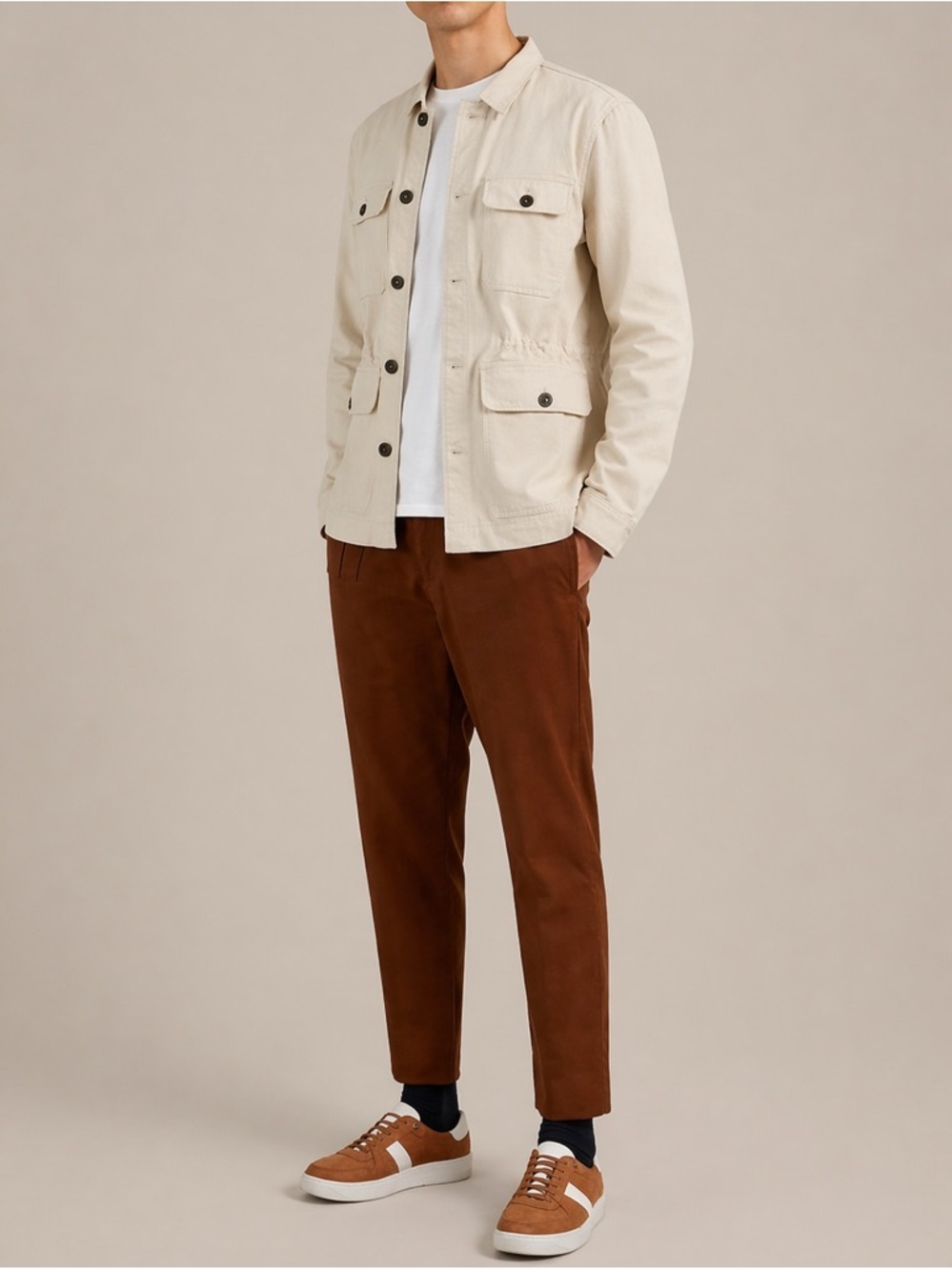 Ted Baker Men's Mmo-Cycle Summer/Fall Utility Jacket Ecru NWT Size L (4)